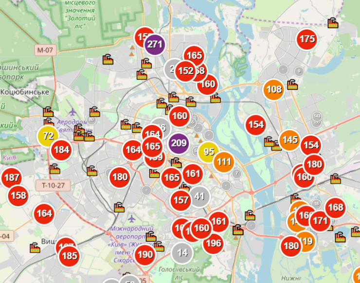 карта смога, киев