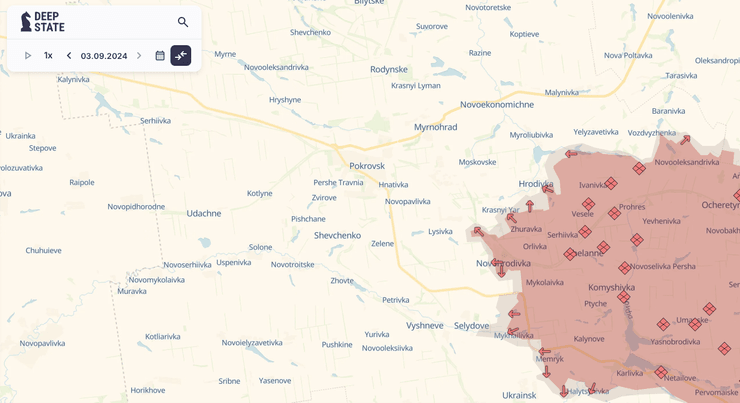Карта DeepState: Покровск