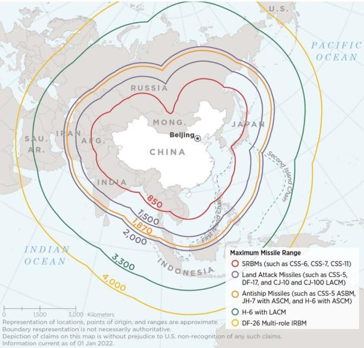 дальность ракет Китай