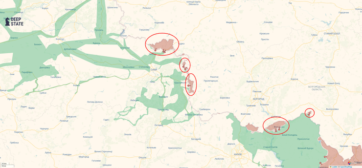 карта линии боев на границе с РФ по состоянию на 30 апреля, DeepState
