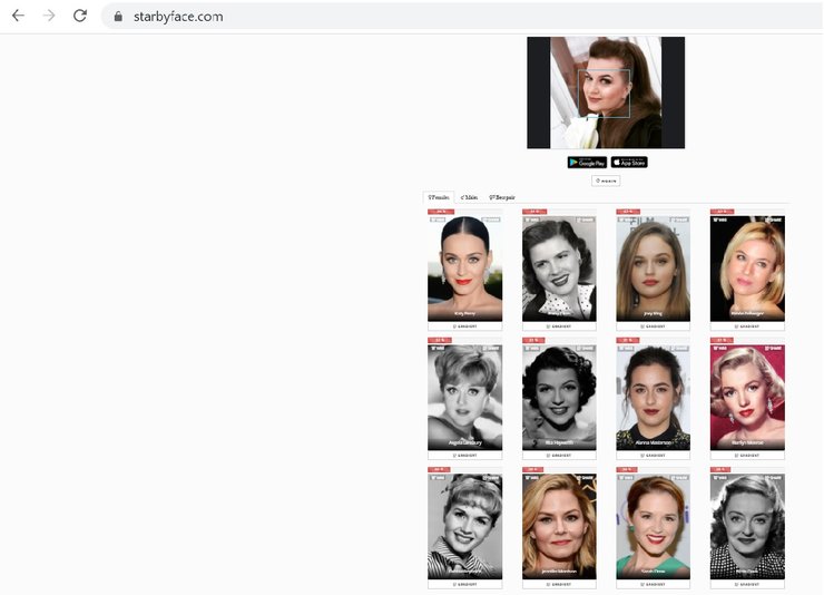 StarByFace, розпізнавання осіб, селебріті