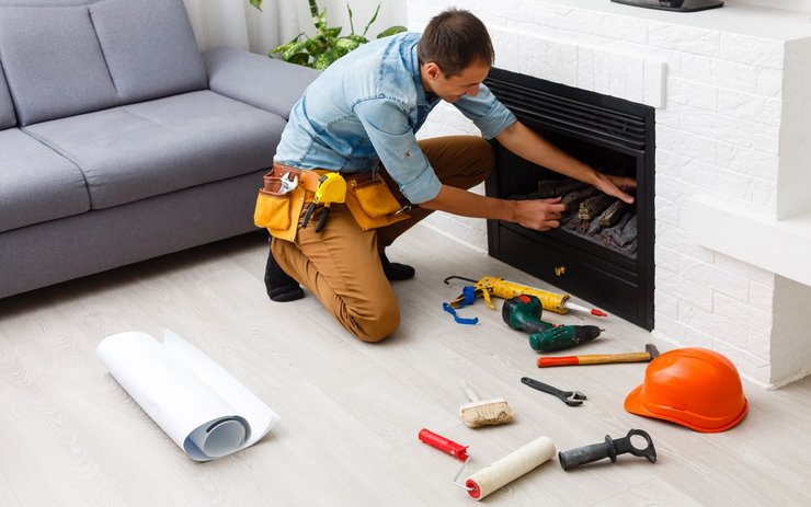 фото, строительство камина