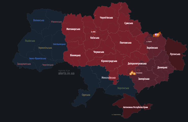 повітряні тривоги україна 19 липня повітряні тривоги україна 19 липня