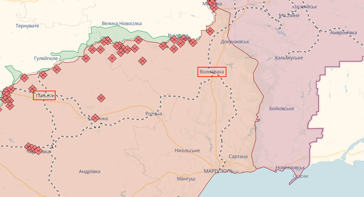 российские оккупанты, карта боевых действий, Пологи, Волноваха