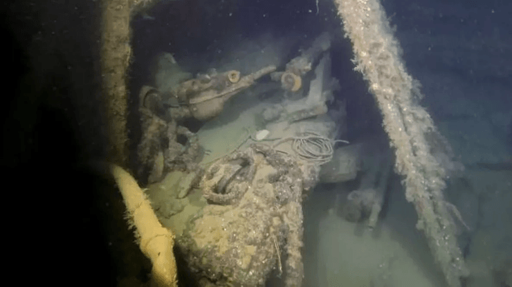 Затонувшее британское судно, военный корабль, HMS Hawke, крейсер, потоплен подлодкой, 100 лет на дне моря