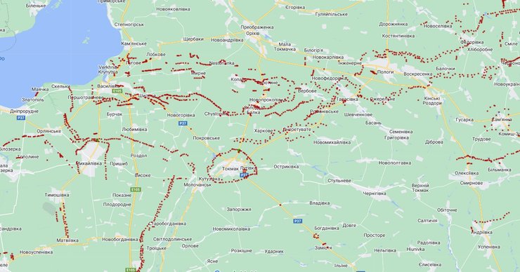Фортификации ВС РФ возле Токмака