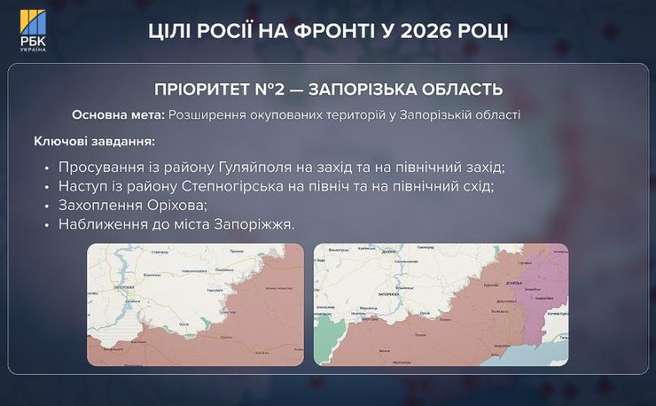 ЗС РФ хочуть просунутись у Запорізькій області в 2026 році