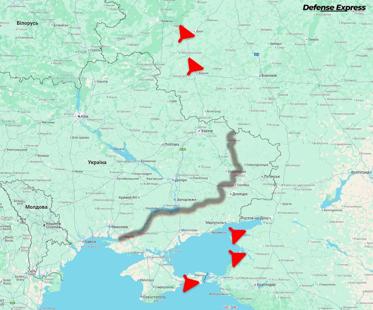 райони пусків шахед