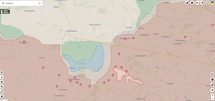 Ситуация в Вербовом Карта: DeepState