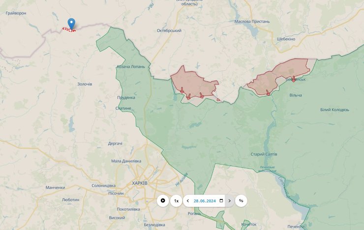 Наступление РФ, наступление на Харьков, Липцы, Волчанск, 29 июня, карта