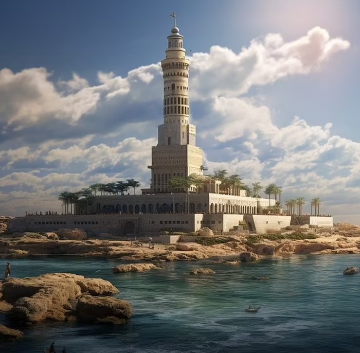 Александрийский маяк, археология, Семь чудес света, чудо света, Midjourney