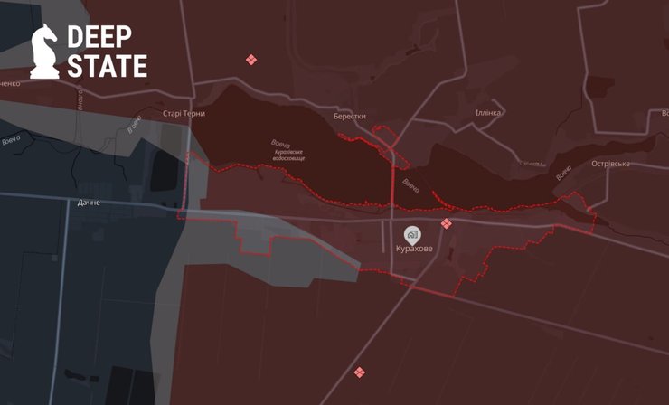 Курахово, донецкая область, карта, война в Украине