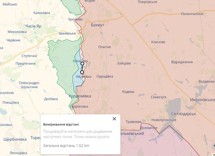 Ситуаця біля Кліщіївки та Андрїівки станом на 11 вересня 2023 року