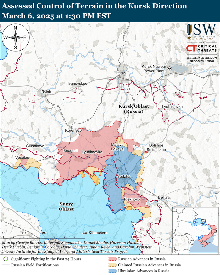 Бої в Курській області, Курська область, карта, ISW