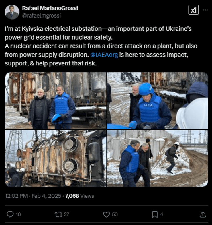 МАГАТЕ, Київська підстанція, ядерна аварія, Рафаель Маріано Гроссі, ядерна безпека, атомна енергія