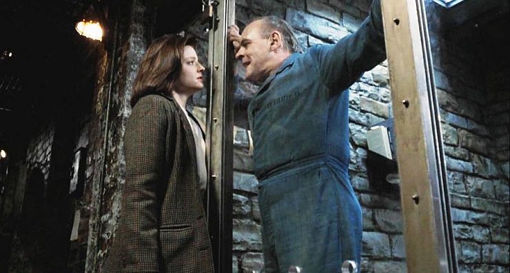 Джоди Фостер и Энтони Хопкинс, Молчание ягнят - кадр из фильм