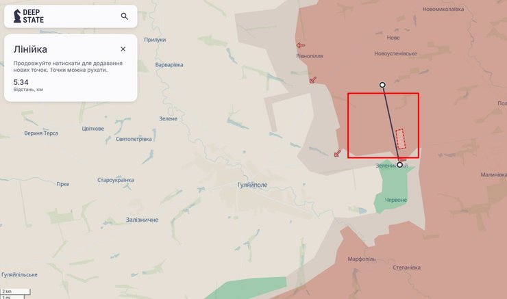 Карта боїв біля Гуляйполя станом на 20 листопада, DeepState