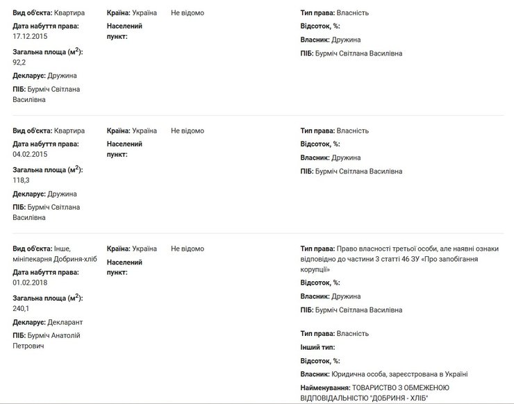 Зарплаты нардепов, Анатолий Бурмич, декларация, доходы Бурмича
