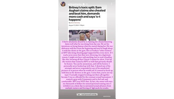 Ешлі стверджує, що Асгарі домагався її