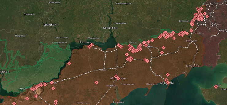 карта лінії фронта станом на 22:21 20 листопада