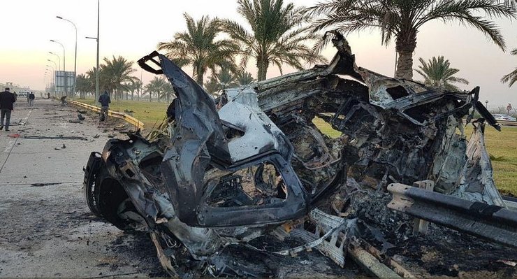 взорванный автомобиль Касема Сулеймани