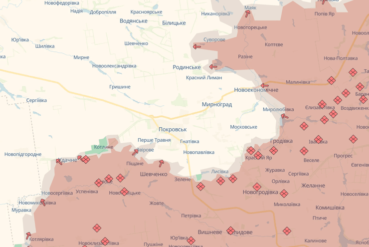 Ситуація в Покровську станом на 7 серпня за даними DeepState