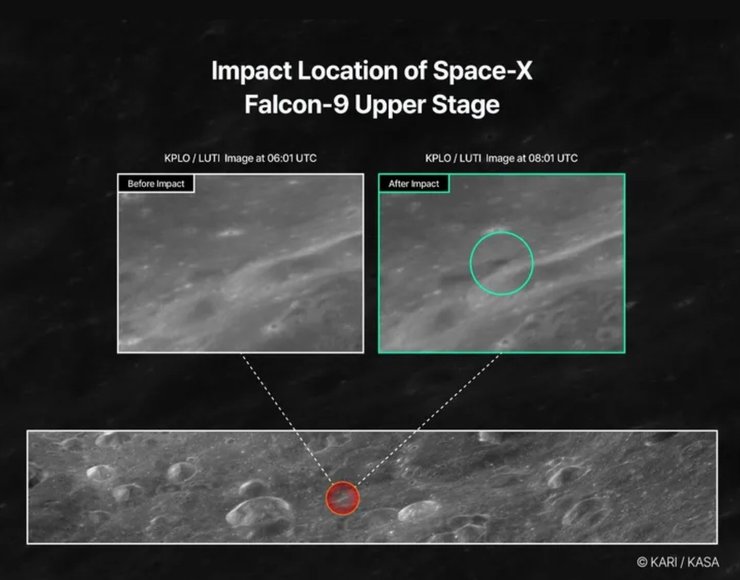 ракета Луна ракета Falcon 9 упала на Луну