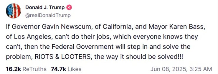 трамп протести каліфорнія, пост трампа