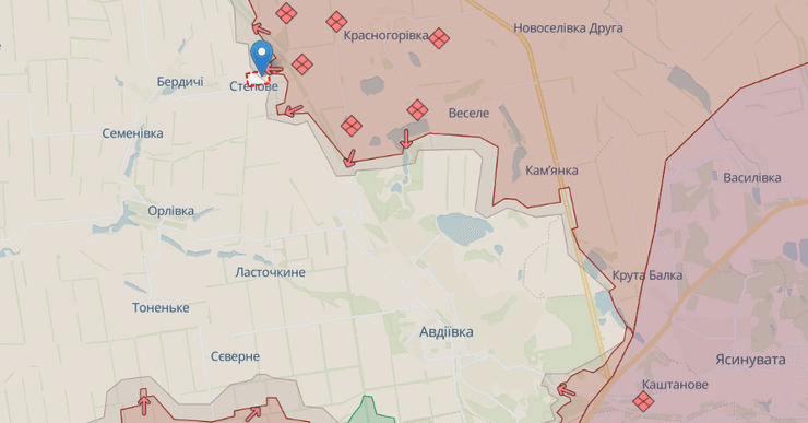 карта боїв у районі Степового