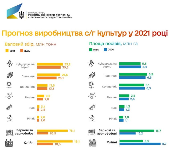 урожай, зерновые, 2021, прогноз, минэкономики, диаграмма, инфографика