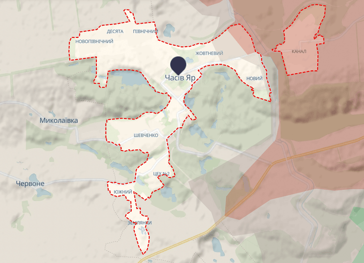 Часов Яр, Часов Яр карта, карта боевых действий