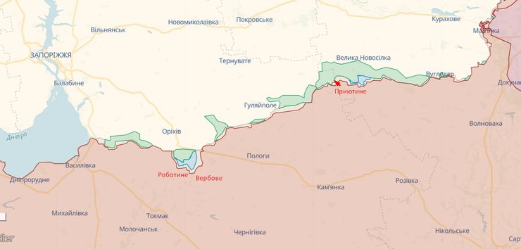 Ситуация на Запорожском отрезке фронта