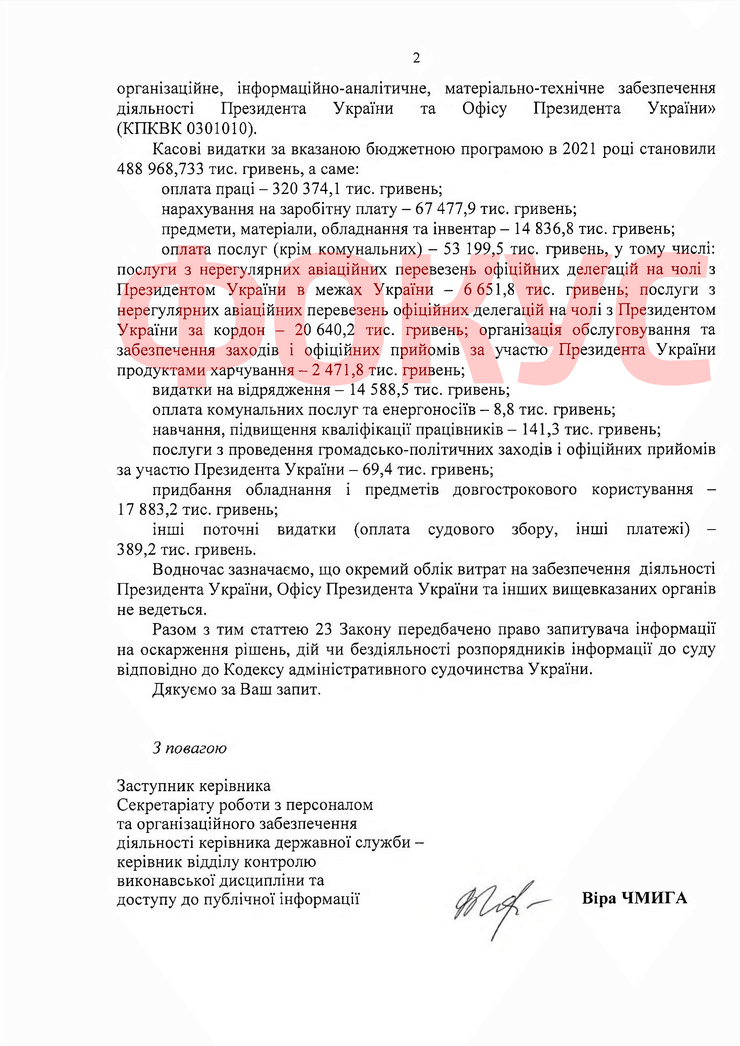 Сколько потратили из госбюджета на президента Зеленского и Офис президента в 2021 году