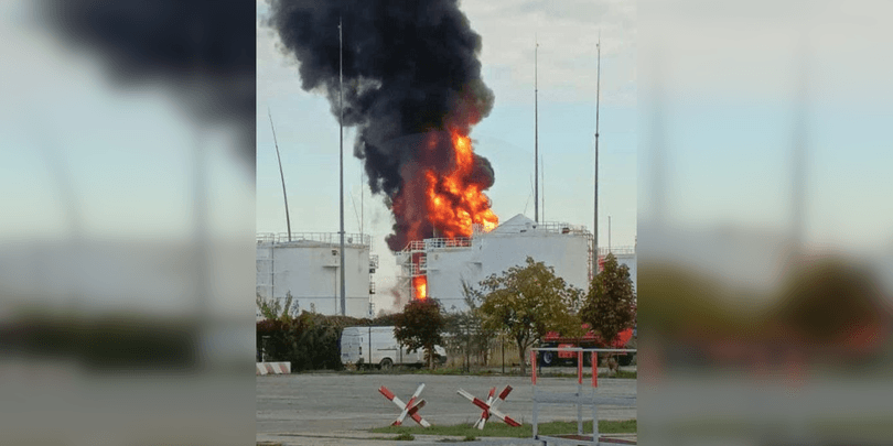 Дрони атакували нафтобазу у Краснодарському краю: росіянам довелось перекривати трасу (відео)