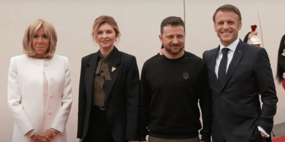 Владимир Зеленский, Елена Зеленская, Эмманюэль Макрон, Брижит Макрон, Зеленские и Макрон, Зеленский и Макрон, Зеленская и Макрон, Зеленская и Макрон