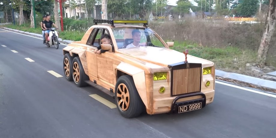 Авто, Автомобили, Дерево, Вьетнам, Видео, Сын, Отец, Копия, Седан, Rolls-Royce, Умелец