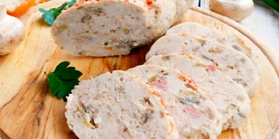 рецепт домашньої ковбаси, ковбаса варена, куряча ковбаса, простий рецепт домашньої ковбаси