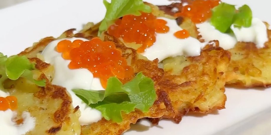 деруны, деруны с икрой, морепродукты