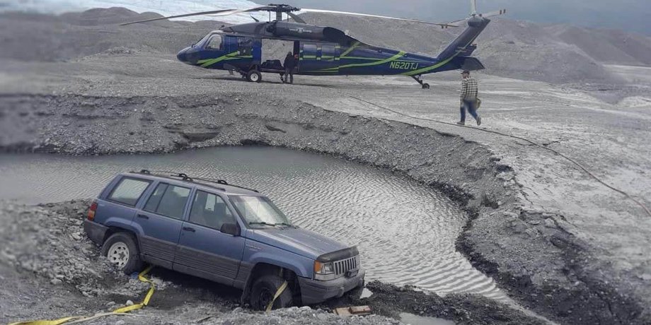 Джип и вертолет, Jeep Grand Cherokee, застряло авто, Sikorsky UH-60 Black Hawk