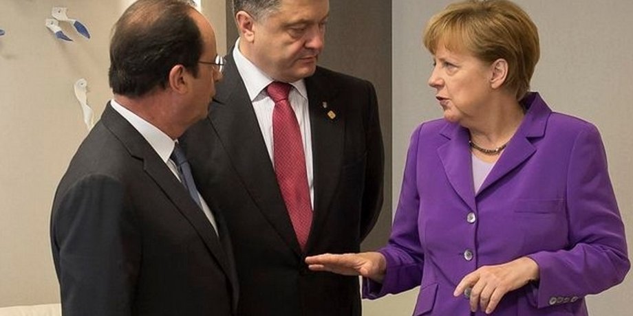Франсуа Олланд, Петр Порошенко и Ангела Меркель / Фото: Немецкая Волна
