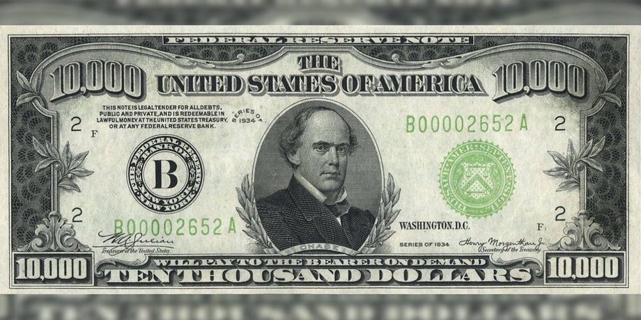банкнота, США, американський аукціон, 10 тисяч доларів, Велика депресія
