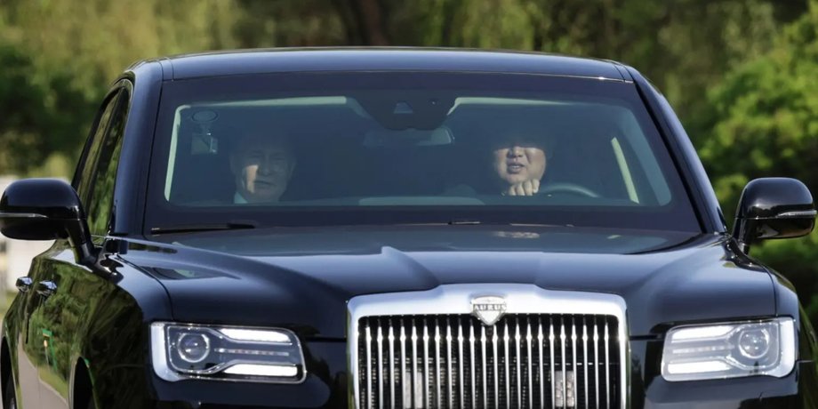 Владимир Путин и Ким Чен Ын, Путин КНДР, Путин 19 июня, Путин Северная Корея, Путин авто Aurus Senat, Aurus для Ким Чен Ына
