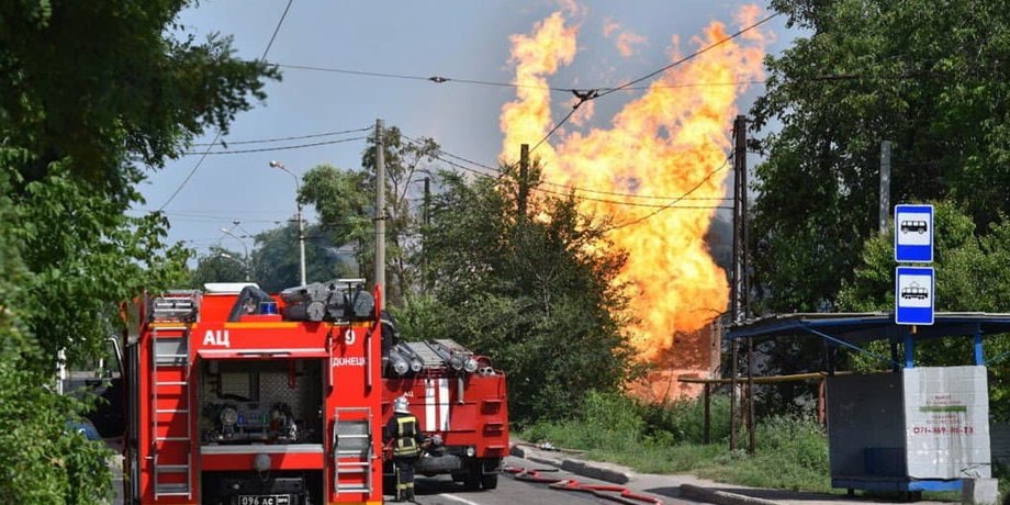 Пожар в Донецке, донецк, взрыв, газопровод, взрыв в донецке, Буденновский район, мушкетовский мост, станция мушкетовская