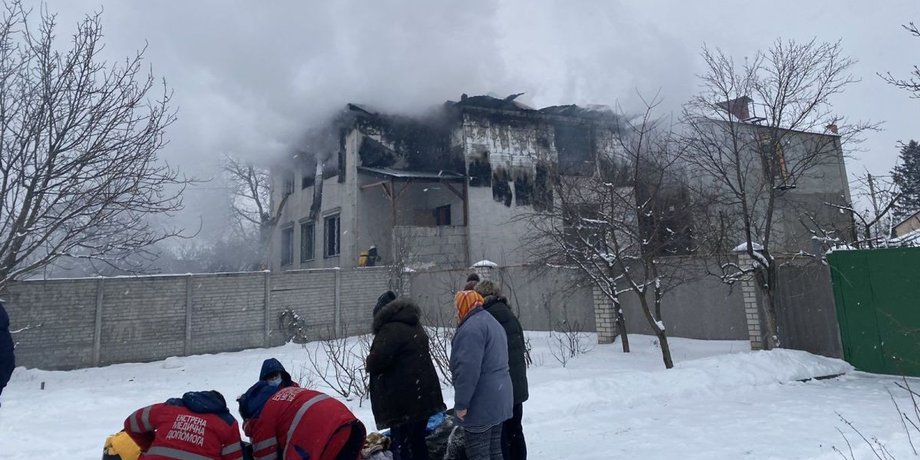 пожар в харькове, пансионат, дом престарелых, хоспис, сгоревший
