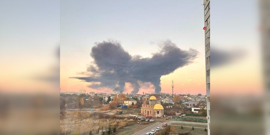 пожежа у районі Новокуйбишевського НПЗ після атаки дронів 30 жовтня