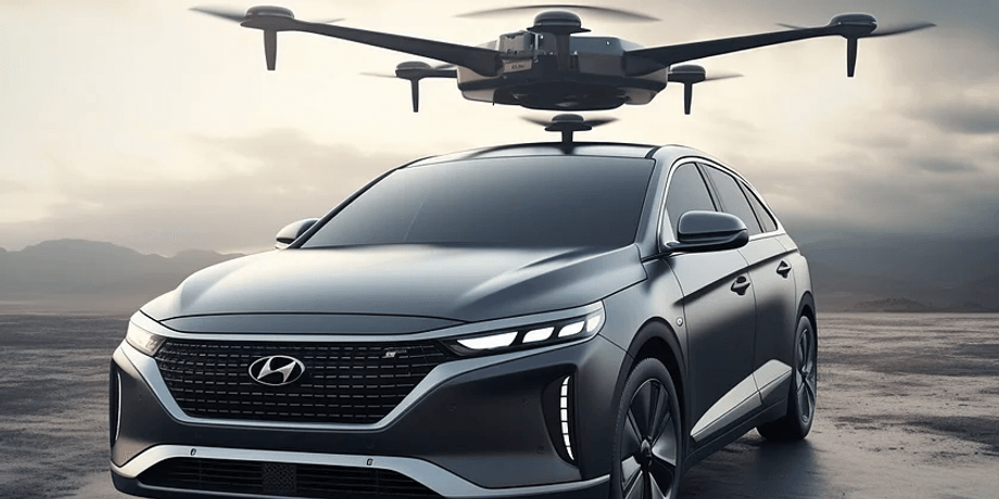 безпілотник, дрон, авто, машина, Hyundai