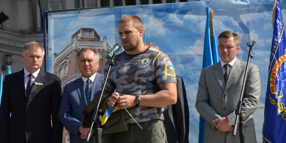 Вадим Троян на митинге в Мариуполе 20 сентября / Фото: 0629.com.ua