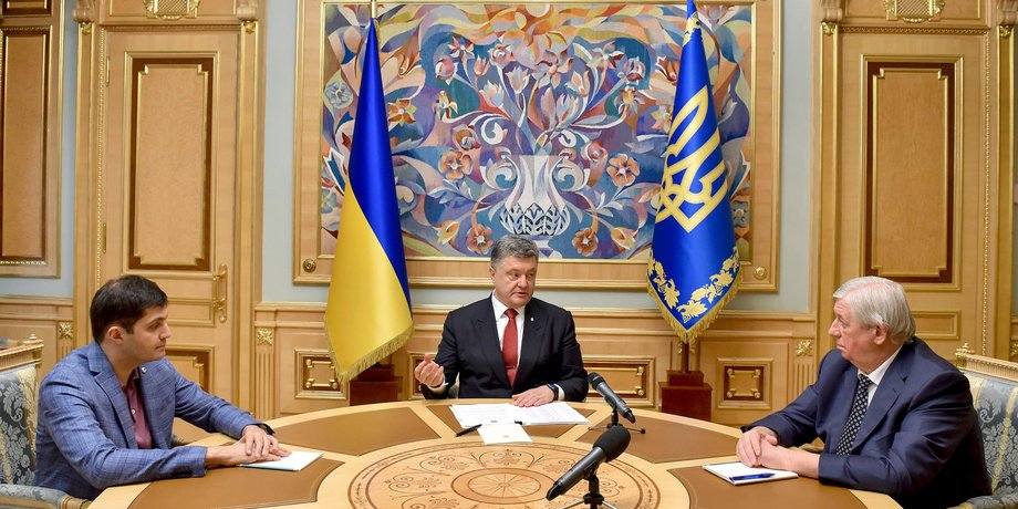Давид Сакварелидзе, Петр Порошенко, Виктор Шокин / Фото: Пресс-служба президента