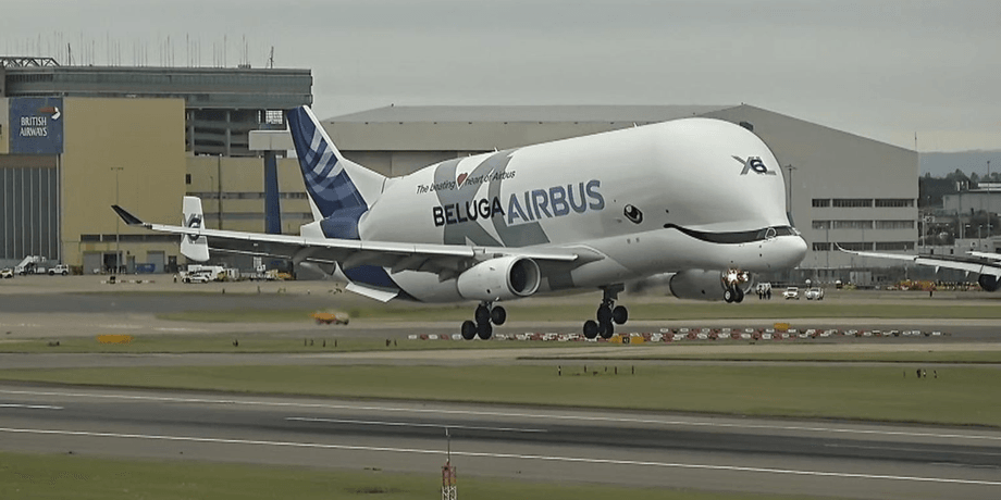 Самолет необычной формы, Airobus Beluga, транспортное средство, перевозка груза, доставка груза, детали к самолету,