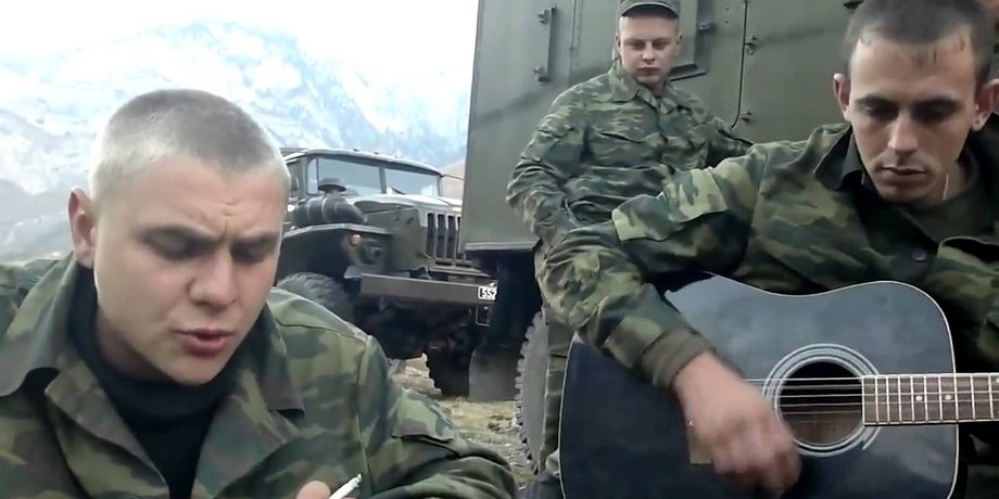 гитара, военные, солдаты